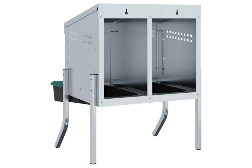 Vidaxl Chicken Nesting Box 2 Compartments With Legs Galvanised Steel Vidaxl Chicken Nesting Box 2 Compartments With Legs Galvanised Steel