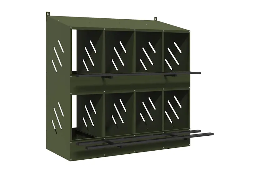 Vidaxl Chicken Nesting Box With 8 Compartments Olive Green Metal Vidaxl Chicken Nesting Box With 8 Compartments Olive Green Metal