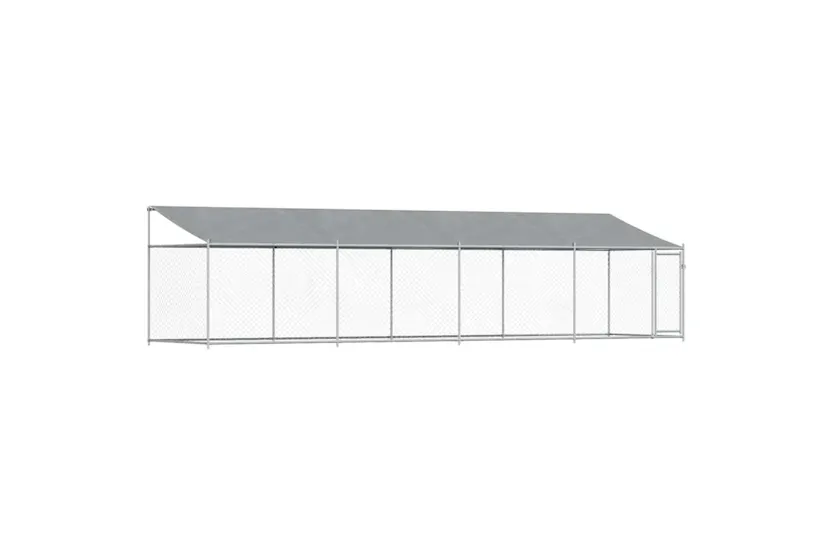 Vidaxl Dog Cage With Roof And Door Grey 8x2x2 M Galvanised Steel Vidaxl Dog Cage With Roof And Door Grey 8x2x2 M Galvanised Steel