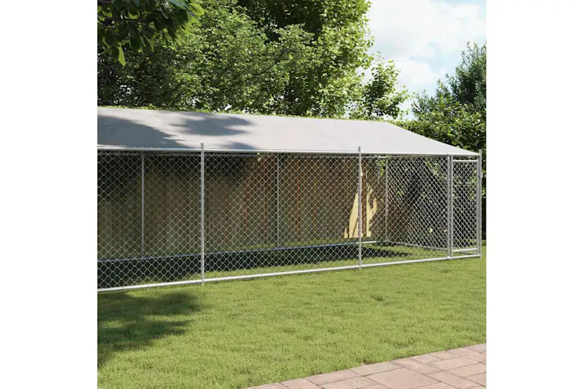 Vidaxl Dog Cage With Roof And Door Grey 8x2x2 M Galvanised Steel Vidaxl Dog Cage With Roof And Door Grey 8x2x2 M Galvanised Steel