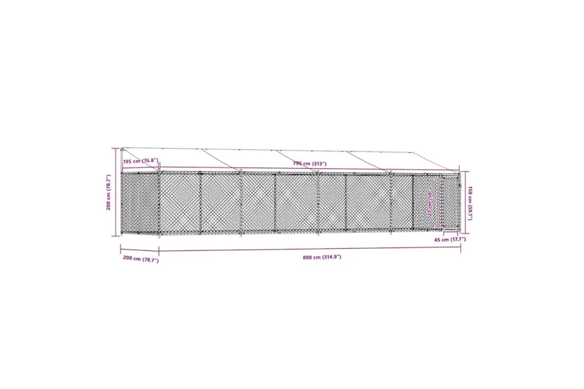 Vidaxl Dog Cage With Roof And Door Grey 8x2x2 M Galvanised Steel Vidaxl Dog Cage With Roof And Door Grey 8x2x2 M Galvanised Steel