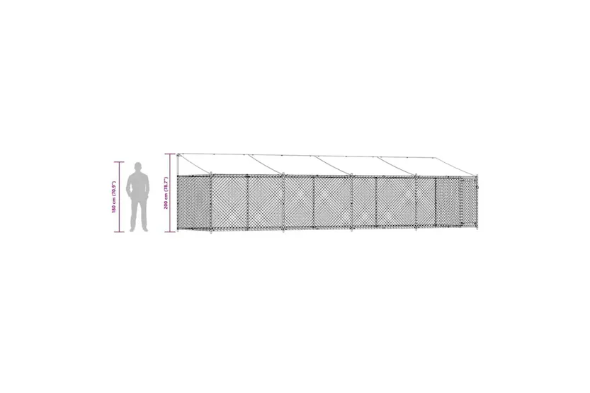 Vidaxl Dog Cage With Roof And Door Grey 8x2x2 M Galvanised Steel Vidaxl Dog Cage With Roof And Door Grey 8x2x2 M Galvanised Steel