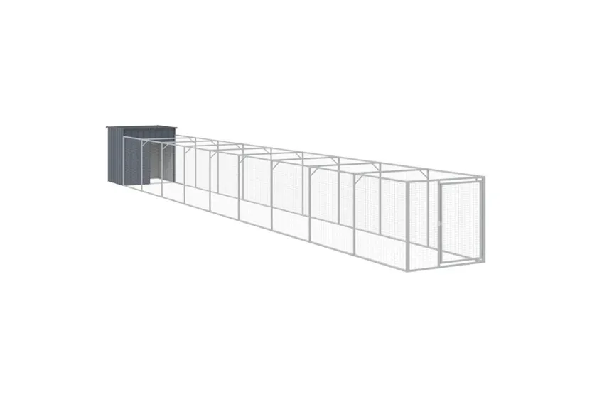 Vidaxl Dog House With Run Anthracite 110x1017x110 Cm Galvanised Steel Vidaxl Dog House With Run Anthracite 110x1017x110 Cm Galvanised Steel