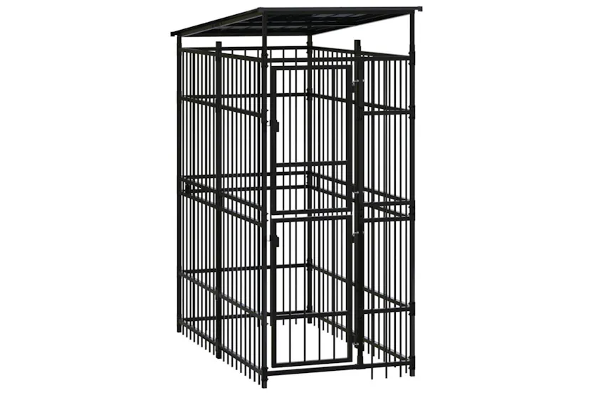 Vidaxl Outdoor Dog Kennel With Roof Steel 184 M Vidaxl Outdoor Dog Kennel With Roof Steel 184 M