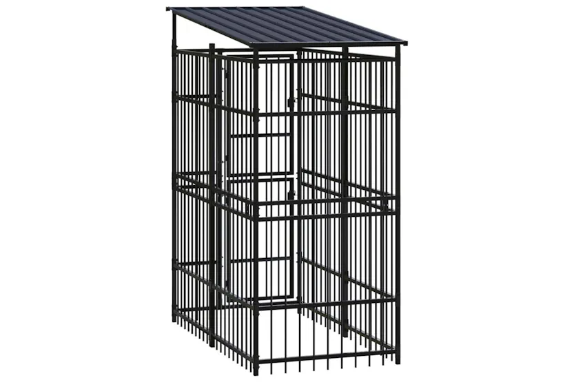 Vidaxl Outdoor Dog Kennel With Roof Steel 184 M Vidaxl Outdoor Dog Kennel With Roof Steel 184 M