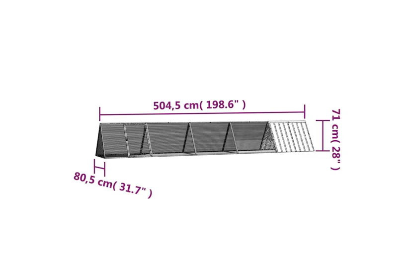 Vidaxl Rabbit Cage Grey 5045x805x71 Cm Galvanised Steel Vidaxl Rabbit Cage Grey 5045x805x71 Cm Galvanised Steel