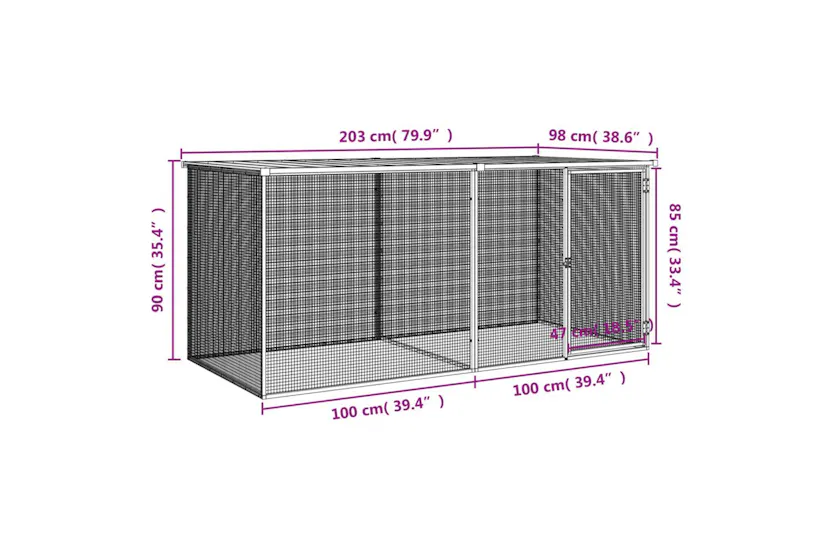 Vidaxl Chicken Cage With Roof Light Grey 203x98x90 Cm Galvanised Steel Vidaxl Chicken Cage With Roof Light Grey 203x98x90 Cm Galvanised Steel