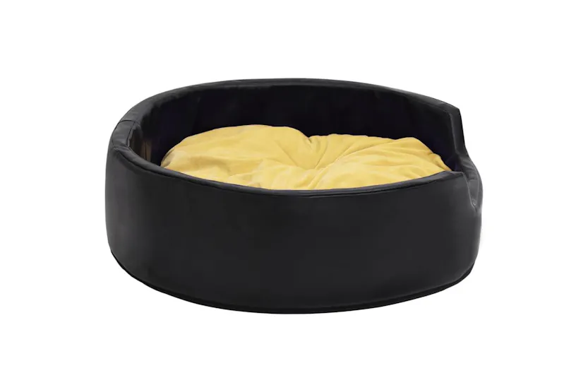 Vidaxl Dog Bed Black And Yellow 99x89x21 Cm Plush And Faux Leather Vidaxl Dog Bed Black And Yellow 99x89x21 Cm Plush And Faux Leather