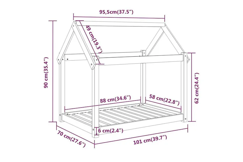 Vidaxl Dog Bed Black 101x70x90 Cm Solid Wood Pine Vidaxl Dog Bed Black 101x70x90 Cm Solid Wood Pine