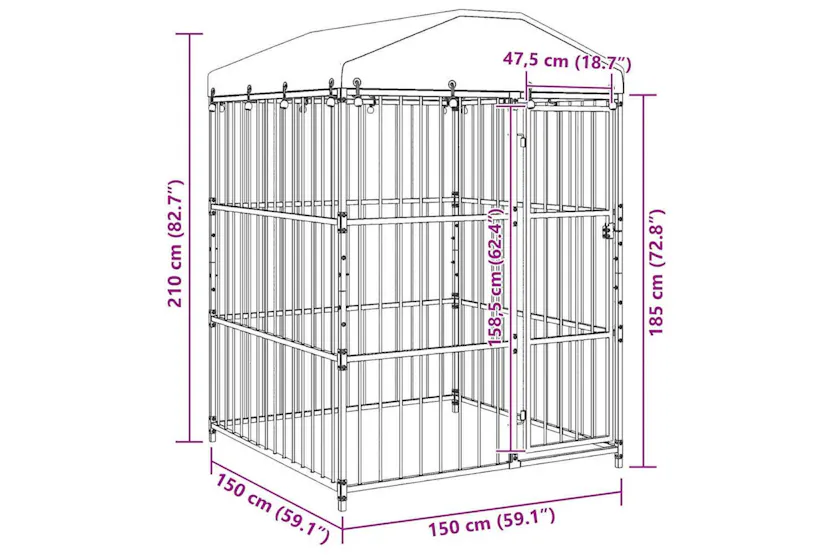 Vidaxl Outdoor Dog Kennel With Roof 150x150x210 Cm Vidaxl Outdoor Dog Kennel With Roof 150x150x210 Cm