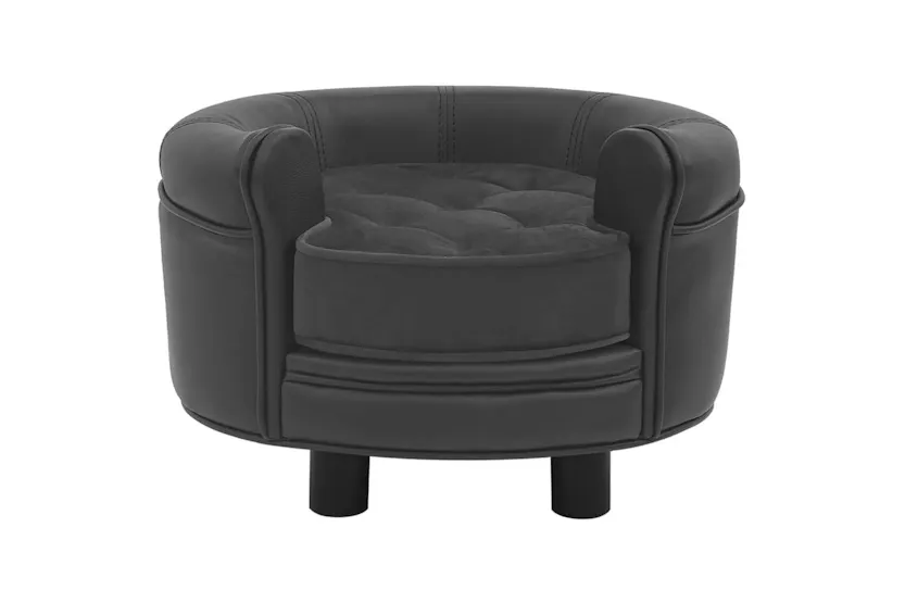 Vidaxl Dog Sofa Dark Grey 48x48x32 Cm Plush And Faux Leather Vidaxl Dog Sofa Dark Grey 48x48x32 Cm Plush And Faux Leather