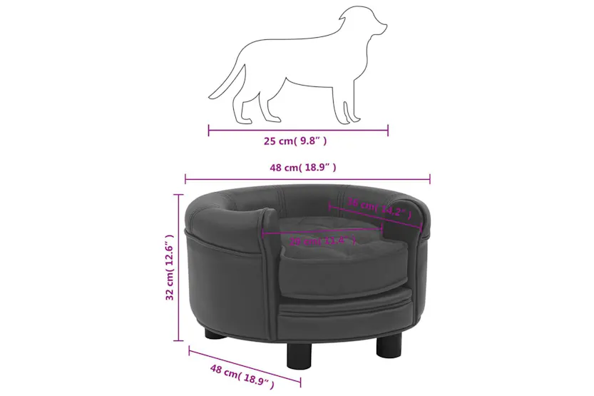 Vidaxl Dog Sofa Dark Grey 48x48x32 Cm Plush And Faux Leather Vidaxl Dog Sofa Dark Grey 48x48x32 Cm Plush And Faux Leather