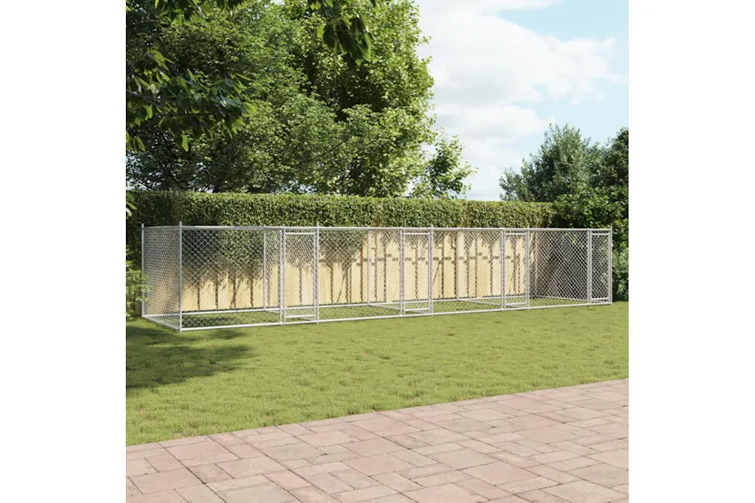 Vidaxl Dog Cage With Doors Grey 8x2x15 M Galvanised Steel Vidaxl Dog Cage With Doors Grey 8x2x15 M Galvanised Steel