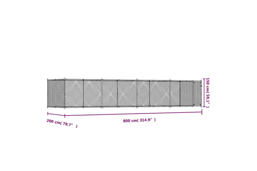 Vidaxl Dog Cage With Door Grey 8x2x15 M Galvanised Steel Vidaxl Dog Cage With Door Grey 8x2x15 M Galvanised Steel