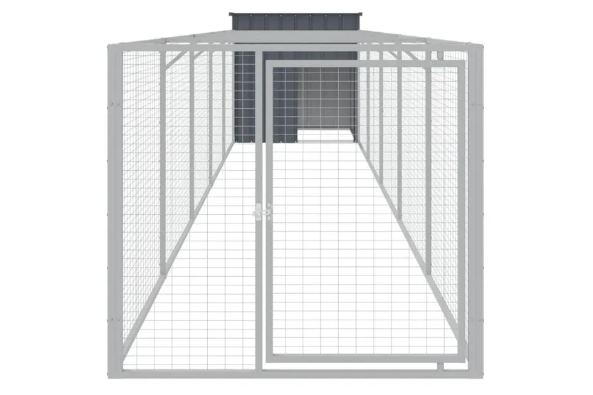 Vidaxl Dog House With Run Anthracite 110x609x110 Cm Galvanised Steel Vidaxl Dog House With Run Anthracite 110x609x110 Cm Galvanised Steel