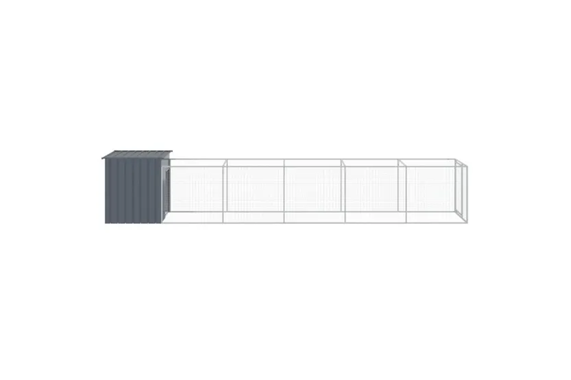 Vidaxl Dog House With Run Anthracite 110x609x110 Cm Galvanised Steel Vidaxl Dog House With Run Anthracite 110x609x110 Cm Galvanised Steel