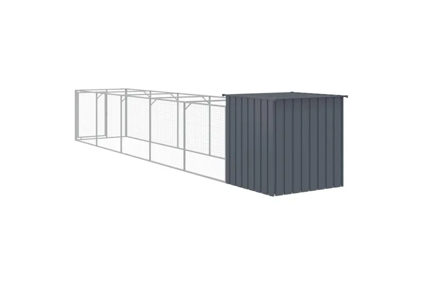 Vidaxl Dog House With Run Anthracite 110x609x110 Cm Galvanised Steel Vidaxl Dog House With Run Anthracite 110x609x110 Cm Galvanised Steel