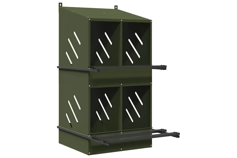 Vidaxl Chicken Nesting Box With 4 Compartments Olive Green Metal Vidaxl Chicken Nesting Box With 4 Compartments Olive Green Metal