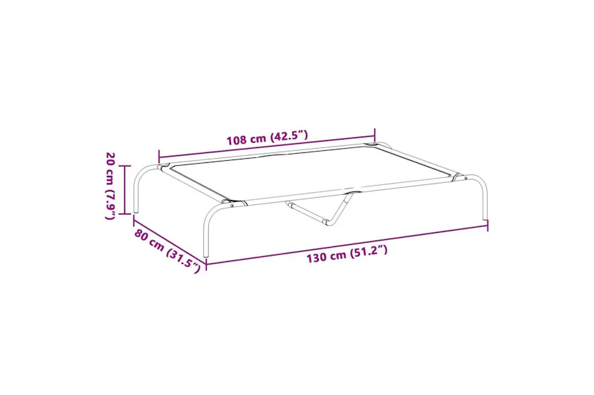 Vidaxl Elevated Dog Bed Grey 130x80x20 Cm Oxford Fabric And Steel Vidaxl Elevated Dog Bed Grey 130x80x20 Cm Oxford Fabric And Steel