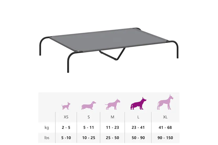 Vidaxl Elevated Dog Bed Grey 130x80x20 Cm Oxford Fabric And Steel Vidaxl Elevated Dog Bed Grey 130x80x20 Cm Oxford Fabric And Steel