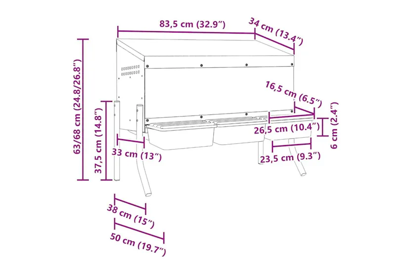 Vidaxl Chicken Nesting Box 3 Compartments With Legs Galvanised Steel Vidaxl Chicken Nesting Box 3 Compartments With Legs Galvanised Steel