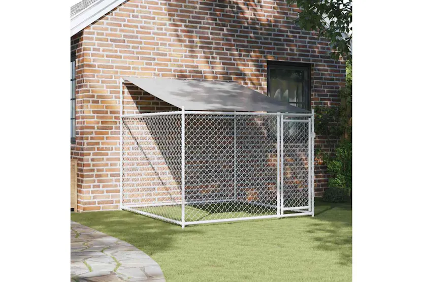 Vidaxl Dog Cage With Roof And Door Grey 2x2x2 M Galvanised Steel Vidaxl Dog Cage With Roof And Door Grey 2x2x2 M Galvanised Steel