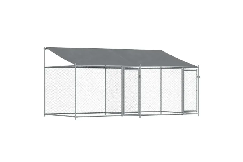 Vidaxl Dog Cage With Roof And Doors Grey 4x2x2 M Galvanised Steel Vidaxl Dog Cage With Roof And Doors Grey 4x2x2 M Galvanised Steel