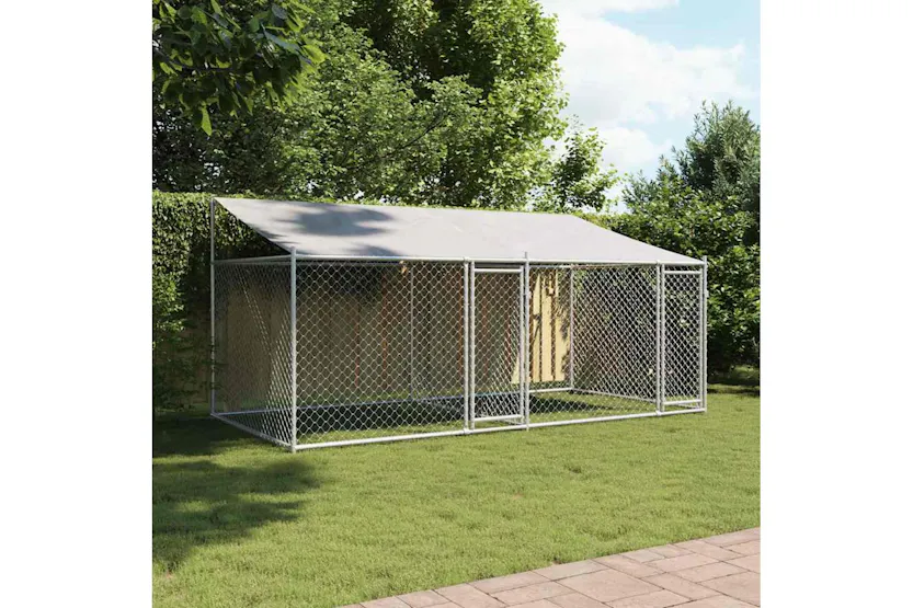 Vidaxl Dog Cage With Roof And Doors Grey 4x2x2 M Galvanised Steel Vidaxl Dog Cage With Roof And Doors Grey 4x2x2 M Galvanised Steel