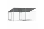 Vidaxl Dog Cage With Roof And Doors Grey 4x2x2 M Galvanised Steel Vidaxl Dog Cage With Roof And Doors Grey 4x2x2 M Galvanised Steel