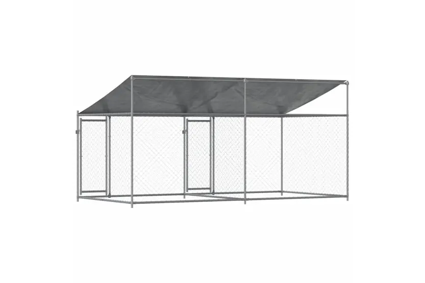 Vidaxl Dog Cage With Roof And Doors Grey 4x2x2 M Galvanised Steel Vidaxl Dog Cage With Roof And Doors Grey 4x2x2 M Galvanised Steel