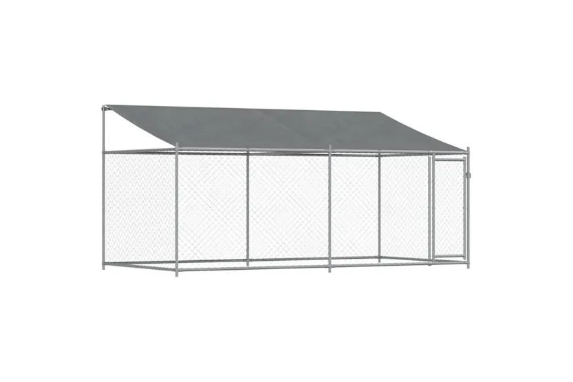 Vidaxl Dog Cage With Roof And Door Grey 4x2x2 M Galvanised Steel Vidaxl Dog Cage With Roof And Door Grey 4x2x2 M Galvanised Steel