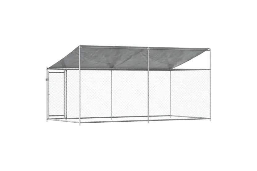 Vidaxl Dog Cage With Roof And Door Grey 4x2x2 M Galvanised Steel Vidaxl Dog Cage With Roof And Door Grey 4x2x2 M Galvanised Steel