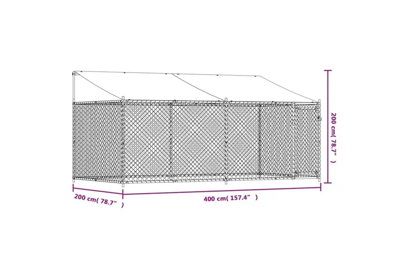 Vidaxl Dog Cage With Roof And Door Grey 4x2x2 M Galvanised Steel Vidaxl Dog Cage With Roof And Door Grey 4x2x2 M Galvanised Steel