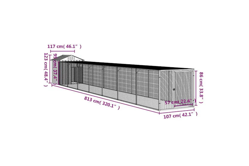 Vidaxl Chicken Cage With Run Anthracite 117x813x123 Cm Galvanised Steel Vidaxl Chicken Cage With Run Anthracite 117x813x123 Cm Galvanised Steel