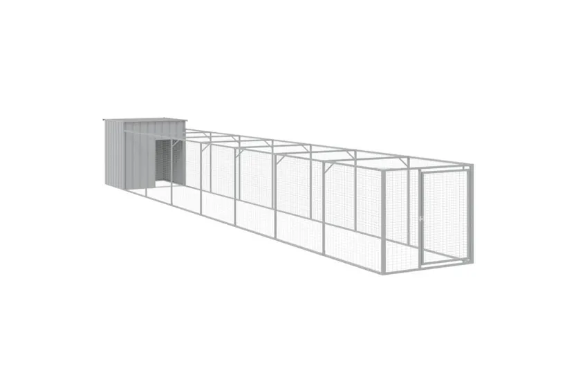 Vidaxl Dog House With Run Light Grey 110x813x110 Cm Galvanised Steel Vidaxl Dog House With Run Light Grey 110x813x110 Cm Galvanised Steel