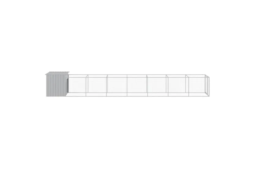 Vidaxl Dog House With Run Light Grey 110x813x110 Cm Galvanised Steel Vidaxl Dog House With Run Light Grey 110x813x110 Cm Galvanised Steel