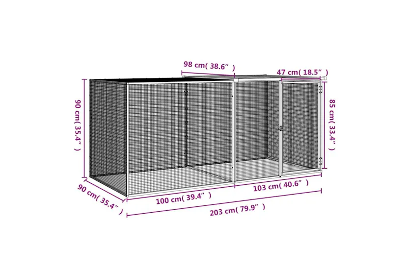 Vidaxl Chicken Cage With Roof Light Grey 203x98x90 Cm Galvanised Steel Vidaxl Chicken Cage With Roof Light Grey 203x98x90 Cm Galvanised Steel