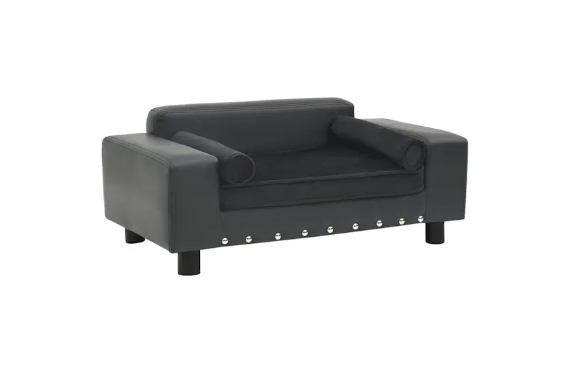 Vidaxl Dog Sofa Dark Grey 81x43x31 Cm Plush And Faux Leather Vidaxl Dog Sofa Dark Grey 81x43x31 Cm Plush And Faux Leather