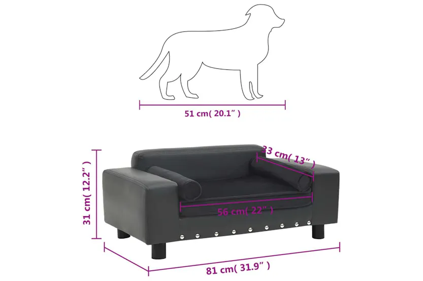 Vidaxl Dog Sofa Dark Grey 81x43x31 Cm Plush And Faux Leather Vidaxl Dog Sofa Dark Grey 81x43x31 Cm Plush And Faux Leather