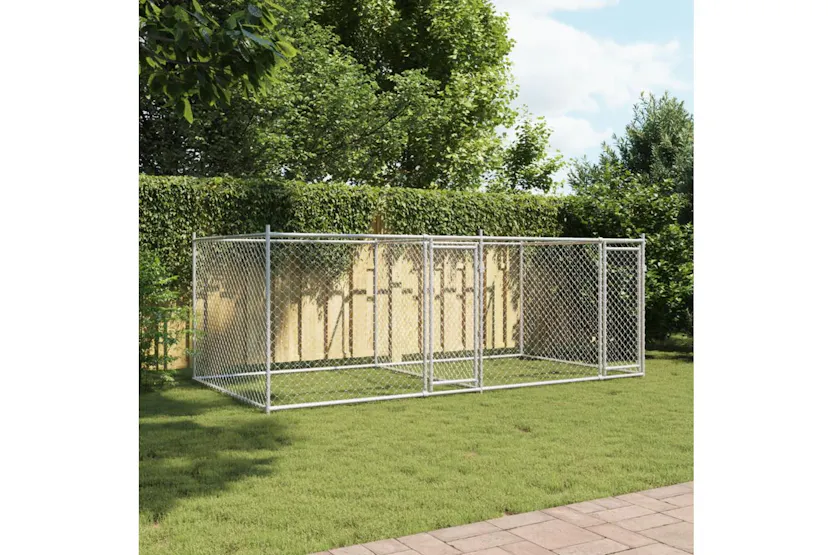Vidaxl Dog Cage With Doors Grey 4x2x15 M Galvanised Steel Vidaxl Dog Cage With Doors Grey 4x2x15 M Galvanised Steel