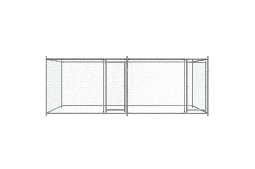 Vidaxl Dog Cage With Doors Grey 4x2x15 M Galvanised Steel Vidaxl Dog Cage With Doors Grey 4x2x15 M Galvanised Steel