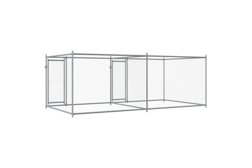 Vidaxl Dog Cage With Doors Grey 4x2x15 M Galvanised Steel Vidaxl Dog Cage With Doors Grey 4x2x15 M Galvanised Steel