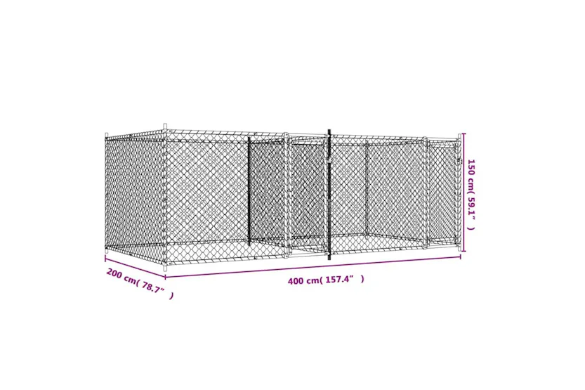 Vidaxl Dog Cage With Doors Grey 4x2x15 M Galvanised Steel Vidaxl Dog Cage With Doors Grey 4x2x15 M Galvanised Steel