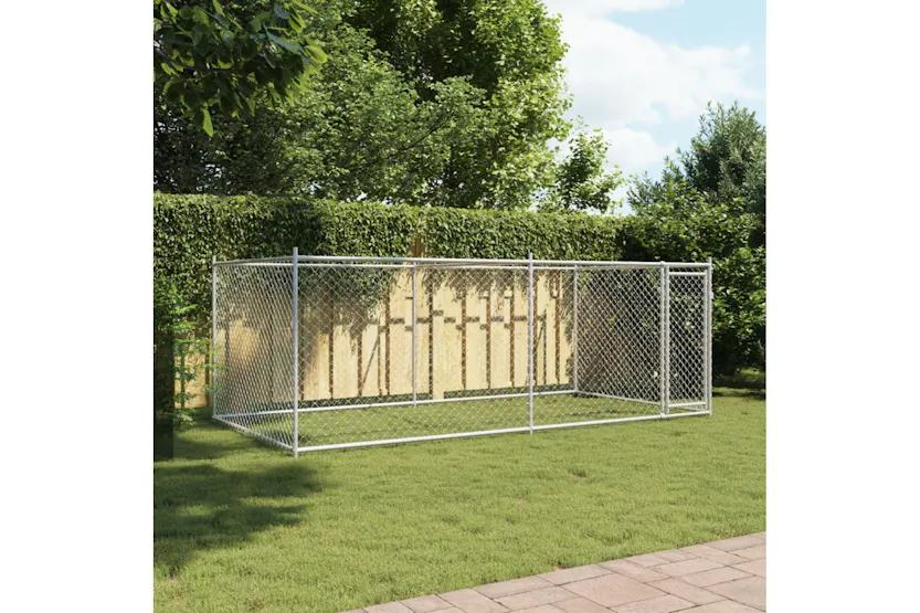 Vidaxl Dog Cage With Door Grey 4x2x15 M Galvanised Steel Vidaxl Dog Cage With Door Grey 4x2x15 M Galvanised Steel