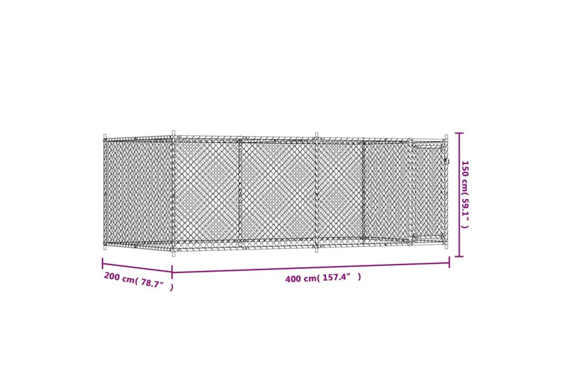 Vidaxl Dog Cage With Door Grey 4x2x15 M Galvanised Steel Vidaxl Dog Cage With Door Grey 4x2x15 M Galvanised Steel