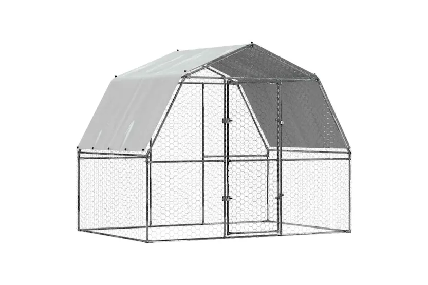Vidaxl Chicken Cage With Roof And Door Silver Galvanised Steel Vidaxl Chicken Cage With Roof And Door Silver Galvanised Steel