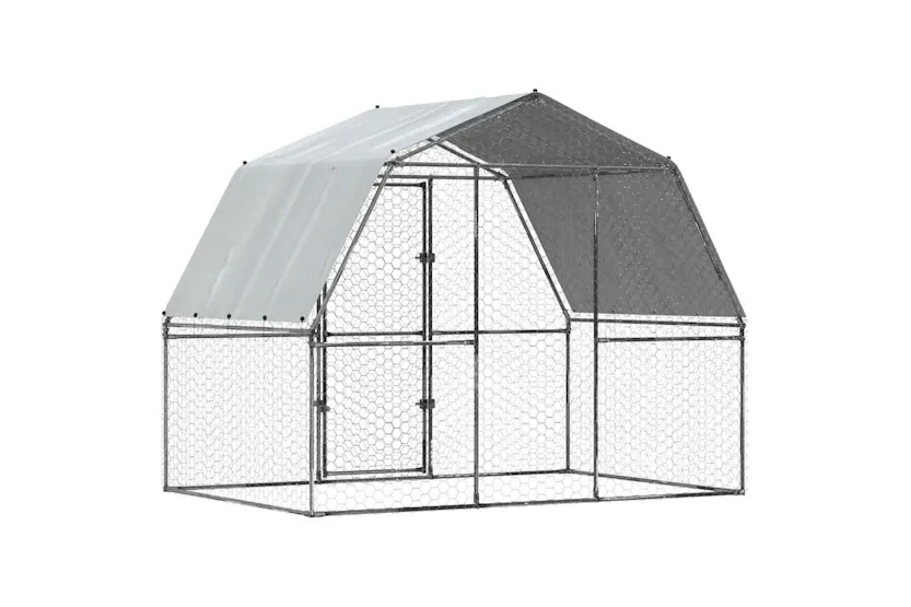 Vidaxl Chicken Cage With Roof And Door Silver Galvanised Steel Vidaxl Chicken Cage With Roof And Door Silver Galvanised Steel