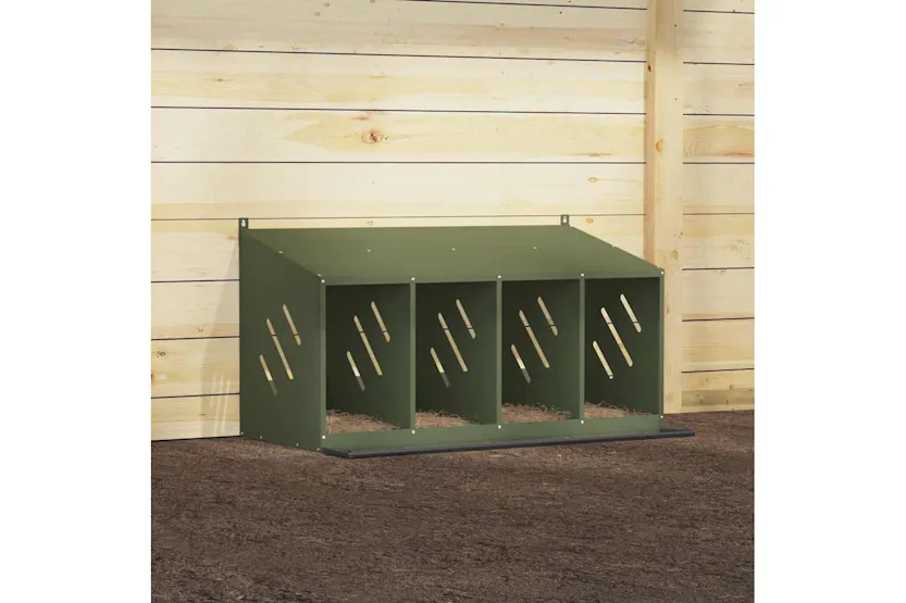 Vidaxl Chicken Nesting Box With 4 Compartments Olive Green Metal Vidaxl Chicken Nesting Box With 4 Compartments Olive Green Metal