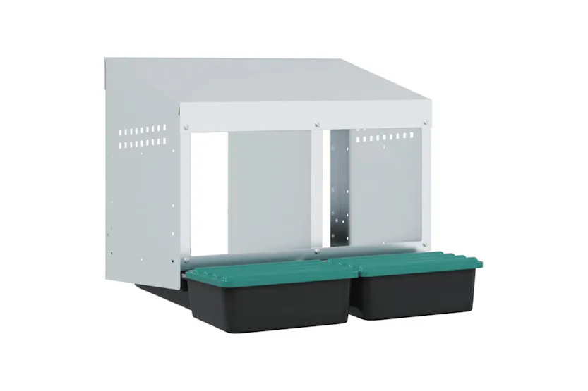 Vidaxl Chicken Nesting Box 2 Compartments Wall-mounted Galvanised Steel Vidaxl Chicken Nesting Box 2 Compartments Wall-mounted Galvanised Steel