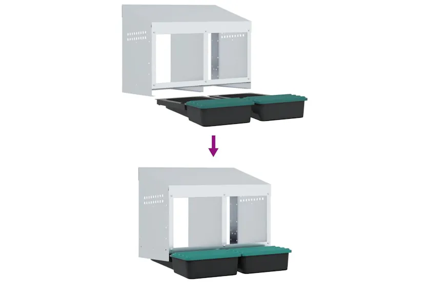 Vidaxl Chicken Nesting Box 2 Compartments Wall-mounted Galvanised Steel Vidaxl Chicken Nesting Box 2 Compartments Wall-mounted Galvanised Steel